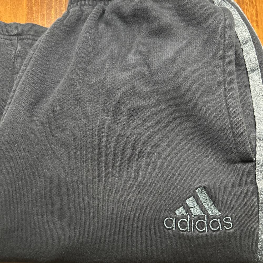 adidas Men's Sweatpants,Straight Leg,Drawstring,Pockets,Black w/gray, Size Small